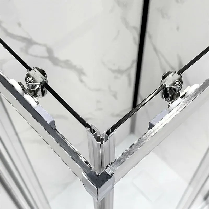 Box doccia angolare 80x80 in vetro temperato serigrafato doppio scorrevole con profili cromo Tay