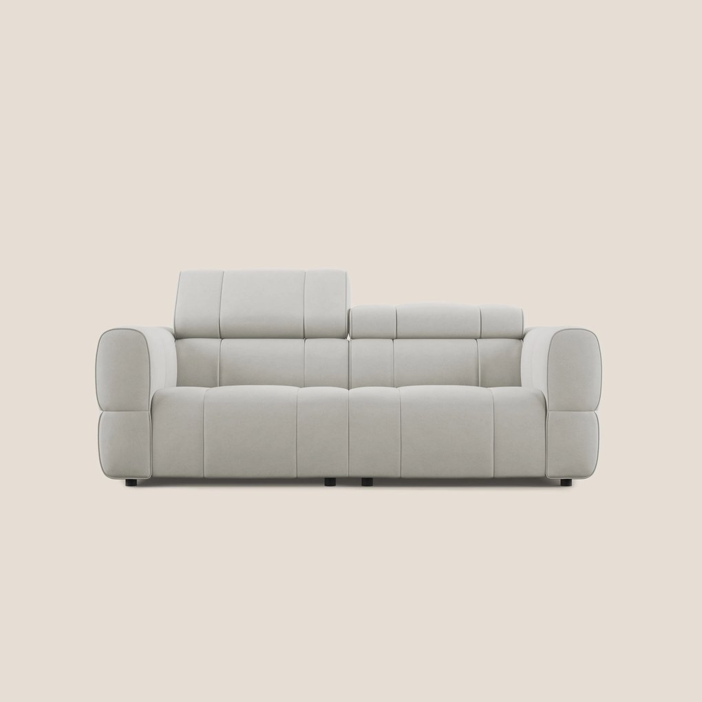 Giotto Divano modulare con opzione relax elettrico in microfibra effetto velluto impermeabile T09