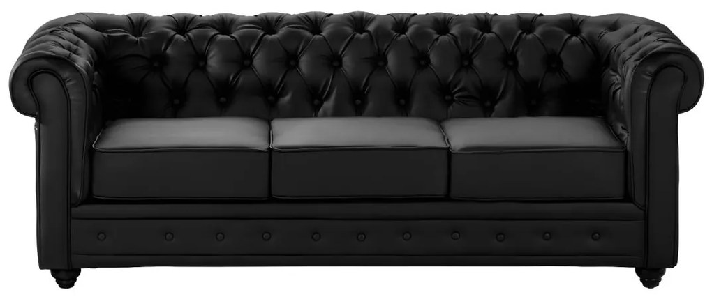 Divano CHESTERFIELD 3 posti in similpelle Nero