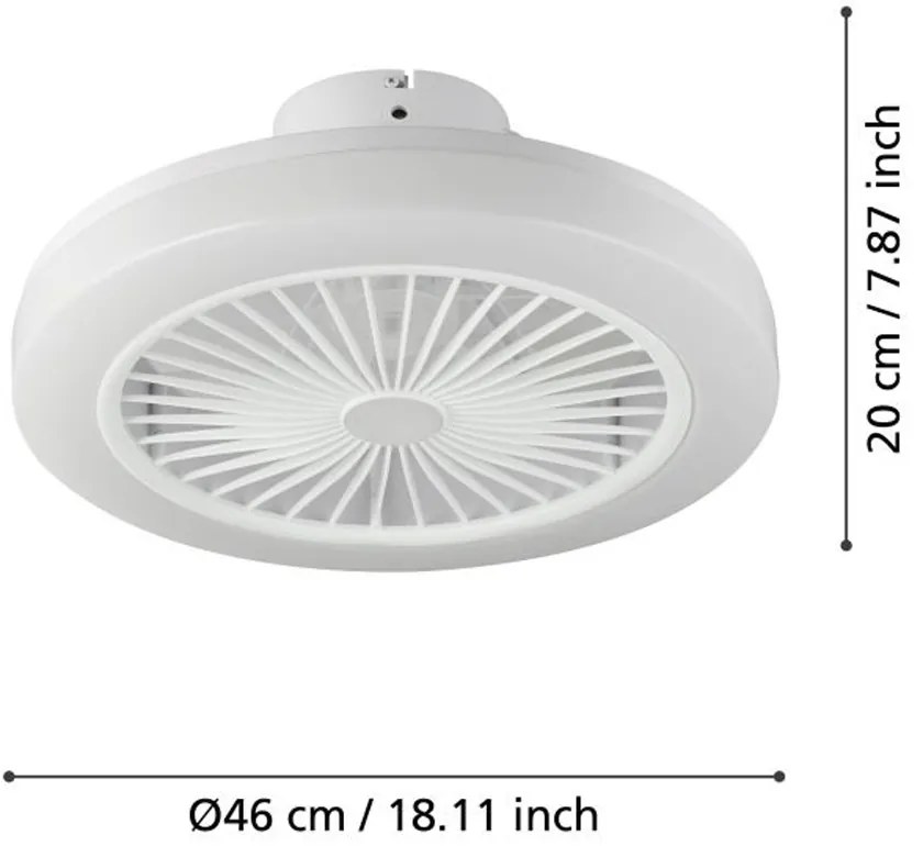 Plafoniere Ventilatore Ortona Abs Bianco Diff Acrilico Bianco Led 3X8,5W