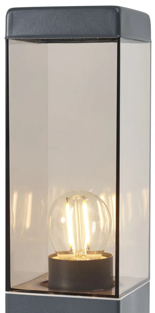 Lampada da esterno grigio scuro con vetro fumé 45cm IP44 con presa e sensore di movimento - Malios