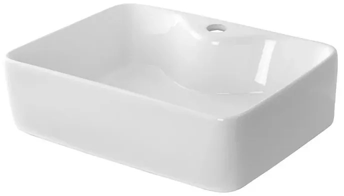 Lavabo da appoggio rettangolare 48x37 cm in ceramica bianco lucido