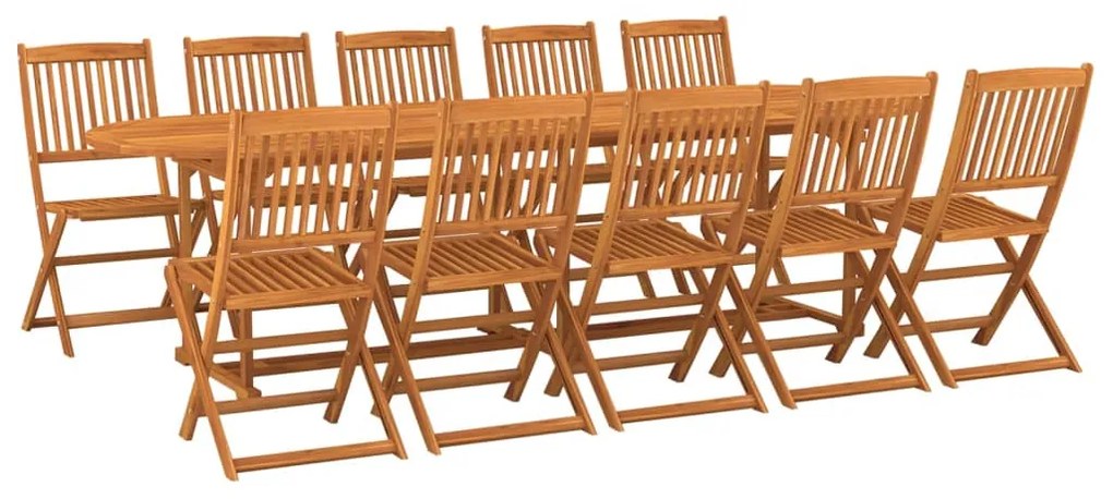 Set mobili da pranzo da giardino 11 pz legno massello di acacia