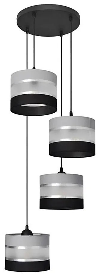 Lampadario a sospensione con filo HELEN 4xE27/15W/230V nero/grigio/argento