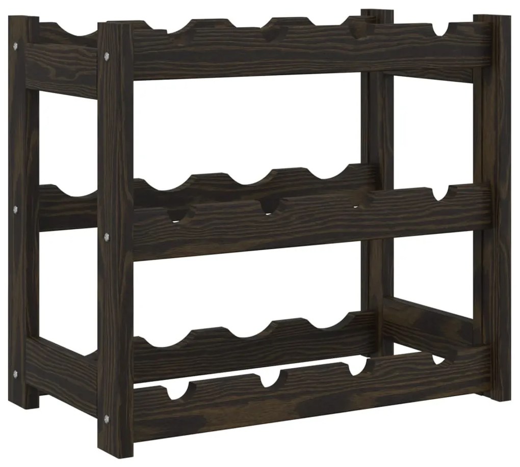 Portabottiglie per 12 bottiglie nero legno massello di pino