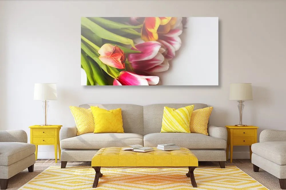 Quadro su tela – Bouquet di tulipani colorati