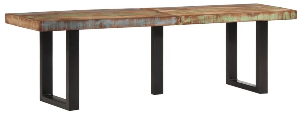 Panca 160 Cm İn Legno Massello Di Recupero E Acciaio /