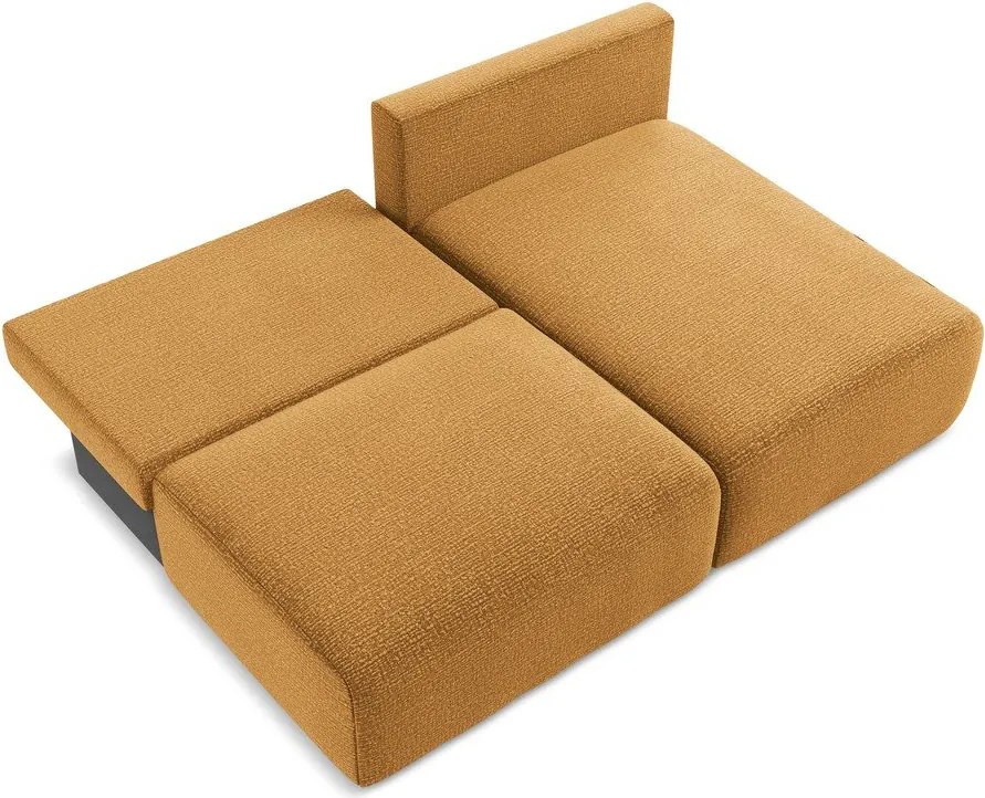 Divano angolare arancione allungabile/con contenitore (con penisola a destra) Kalena – Makamii