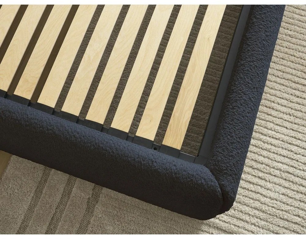 Letto matrimoniale imbottito blu scuro con contenitore/senza testiera con rete inclusa 180x200 cm Inera – Bobochic Paris