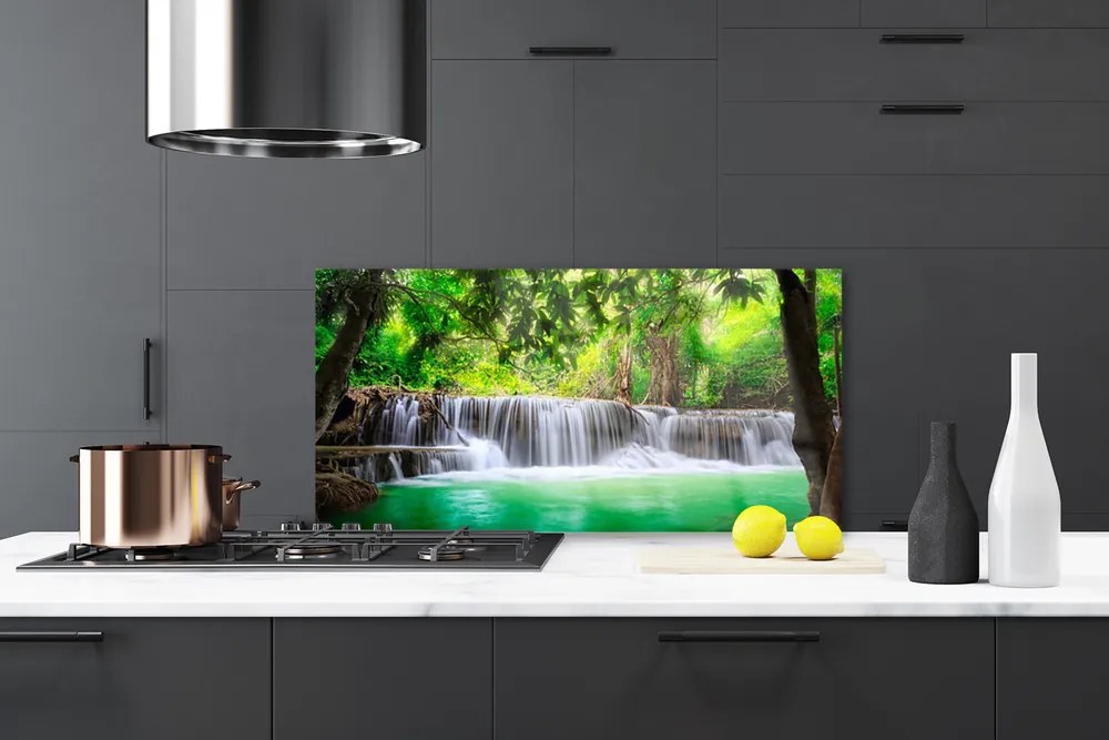 Pannello paraschizzi cucina Cascata del lago della foresta naturale 100x50 cm