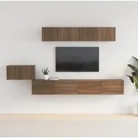 Set Mobili Porta TV 5 pz Rovere Marrone in Legno Multistrato 3114437