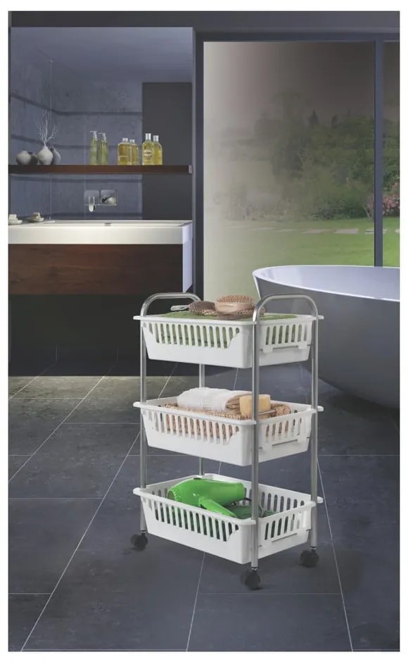 Carrello mobile con 3 cestini, altezza 63 cm Oslo - Metaltex