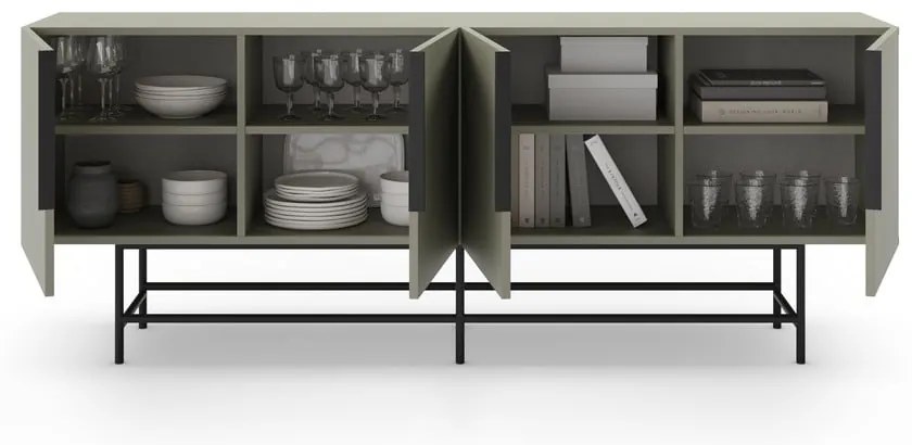 Cassettiera bassa grigio-verde 200x77,5 cm Eldia - Marckeric