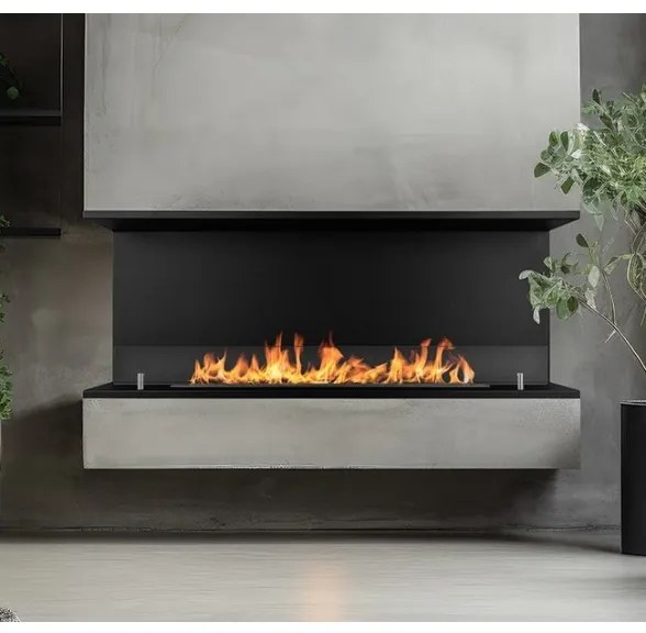 Camino a bioetanolo da incasso Trifacciale biocamino a 3 lati aperti 120x50 cm TREVI 120