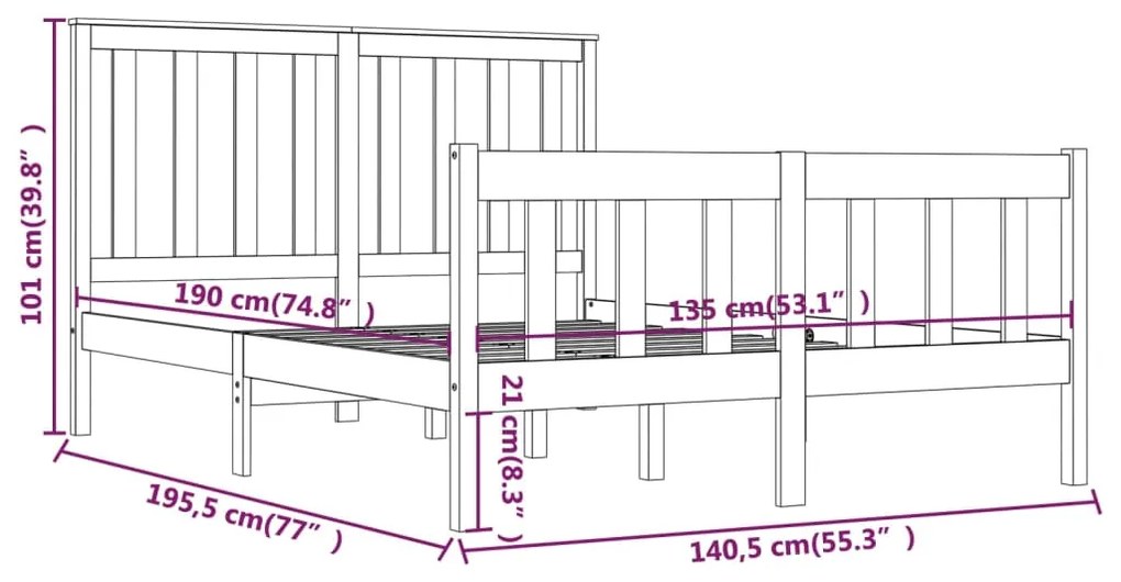 Giroletto in Legno Massello 135x190 cm Small Double