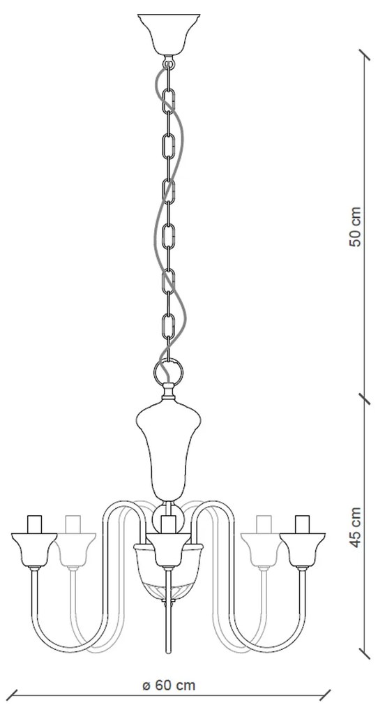 Lampadario Classico Sanremo Metallo E Ceramica Bianco Filo Blu 5 Luci E14