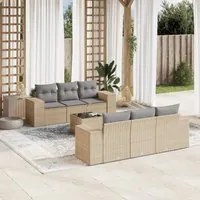 Set Divani da Giardino 7 pz con Cuscini Beige in Polyrattan 3254646