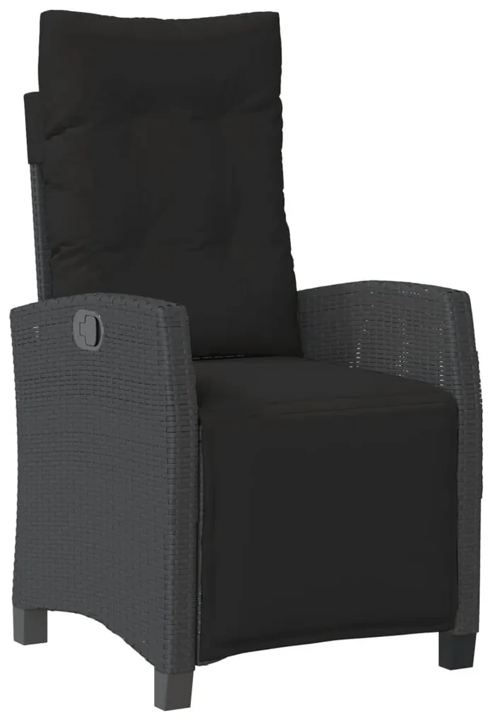 Set da pranzo da giardino 7 pz nero con cuscini in polyrattan