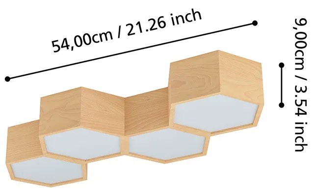 Plafoniera Industrial Mirlas 4 Luci Legno Marrone