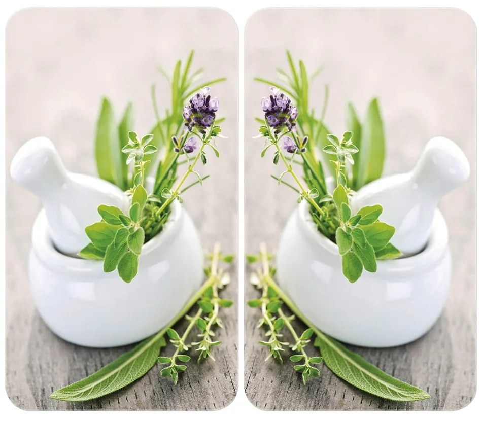 Set di 2 copri stufe in vetro Herbal, 52 x 30 cm Herb Garden - Wenko
