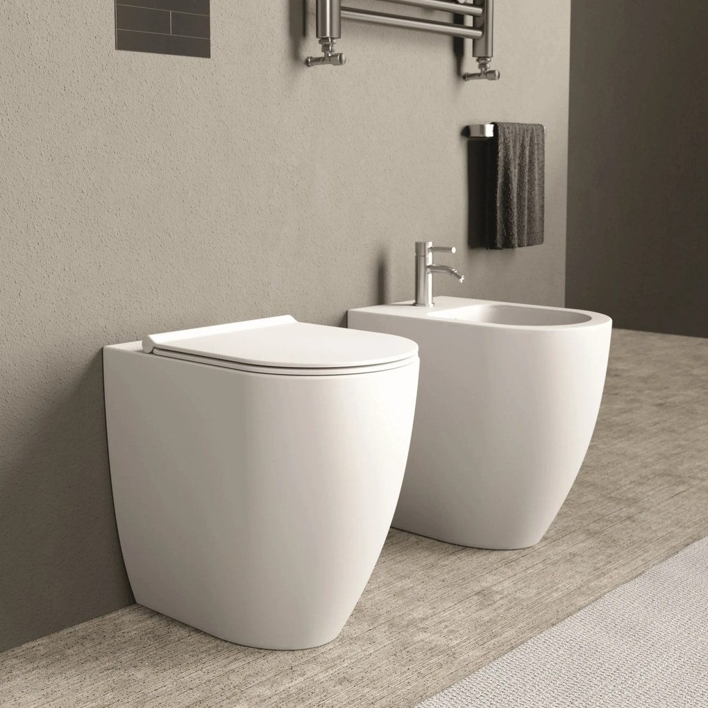 Coppia Di Sanitari a Terra H 50 Senza Brida Alice Ceramica "Form" Bianco Lucido