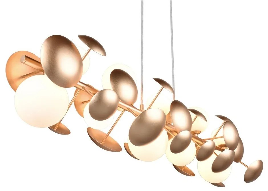 Lampada a sospensione con paralume in vetro bianco-dorato Bubble - Trio Select