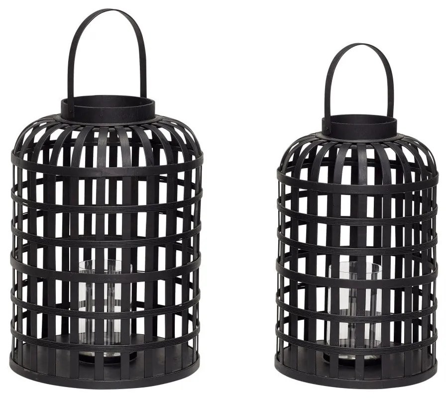 Set di 2 lanterne di bambù nero Bamboo Garo Grid - Hübsch