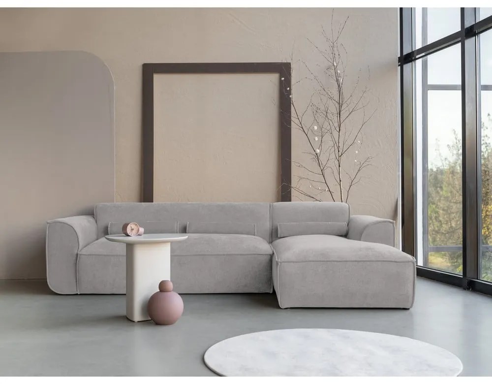 Divano angolare componibile in grigio chiaro (con penisola a destra) Flex Felix – Miuform