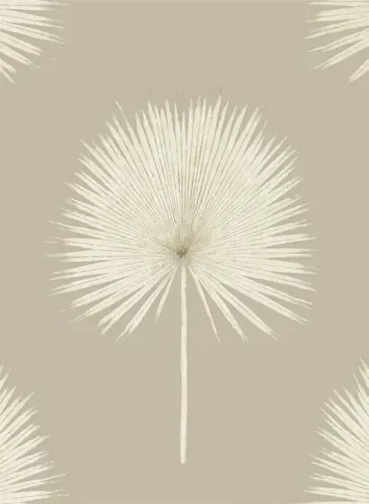 Palmen Tapete Fan Palm von Sanderson - Linen/ Gilver