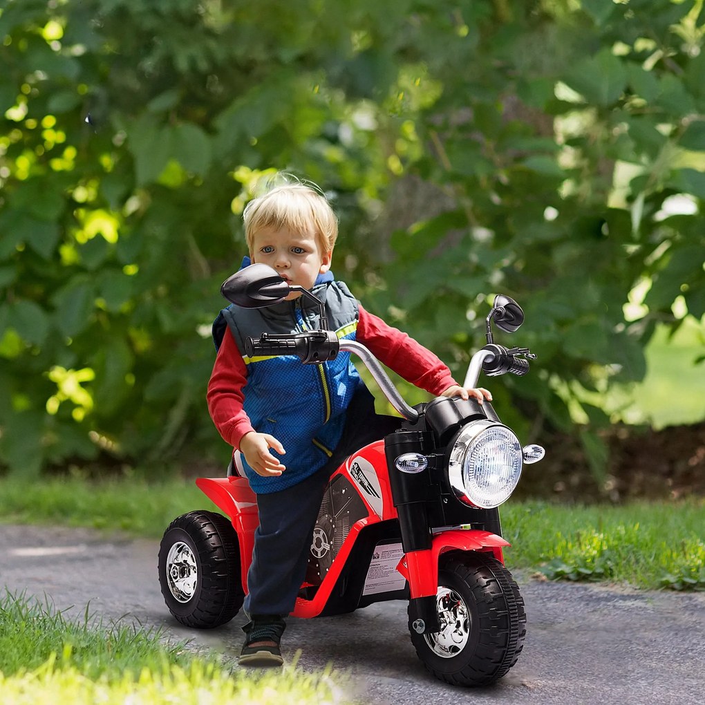 Moto Elettrica per Bambini 6V 3 Ruote Rossa...