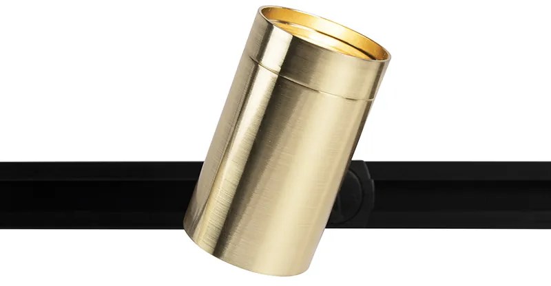 Sistema di illuminazione a binario moderno con 3 faretti oro 1 fase - Iconic Jeana
