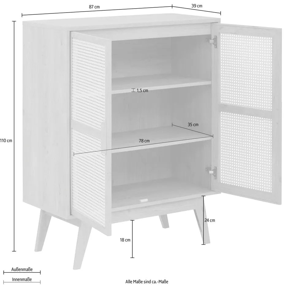 Mobiletto colore naturale in rovere decorato 87x110 cm Bridget - Støraa