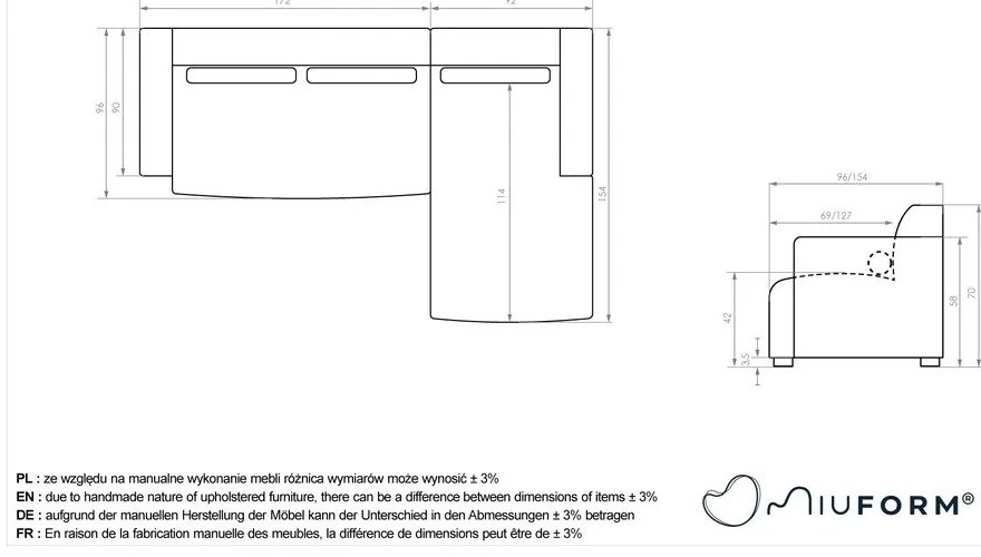 Divano angolare componibile beige (con penisola a destra) Flex Felix – Miuform