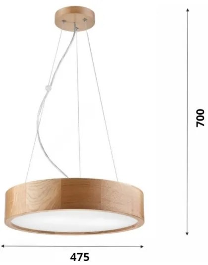 Lampadario a cavo OAK 3xE27/60W/230V rovere Ø 47,5 cm