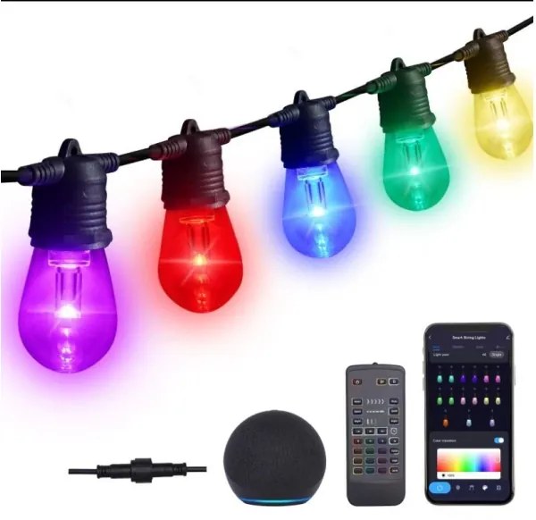 Immax NEO 07900L -LED RGB+CCT Dimmerabile catena 15xLED/1W/230V 15m Wi-Fi Tuya IP65+RC