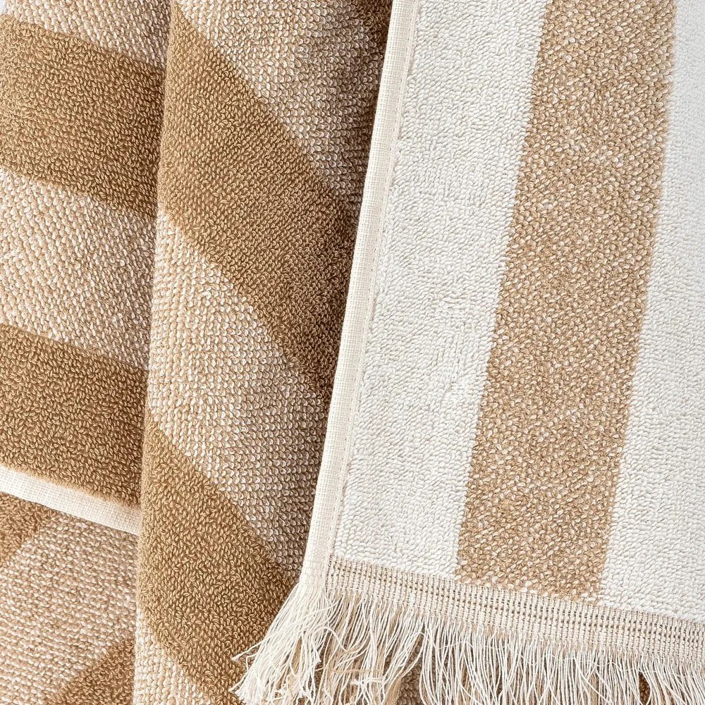 Asciugamano in cotone marrone e beige 50x100 cm Elaia - Bloomingville