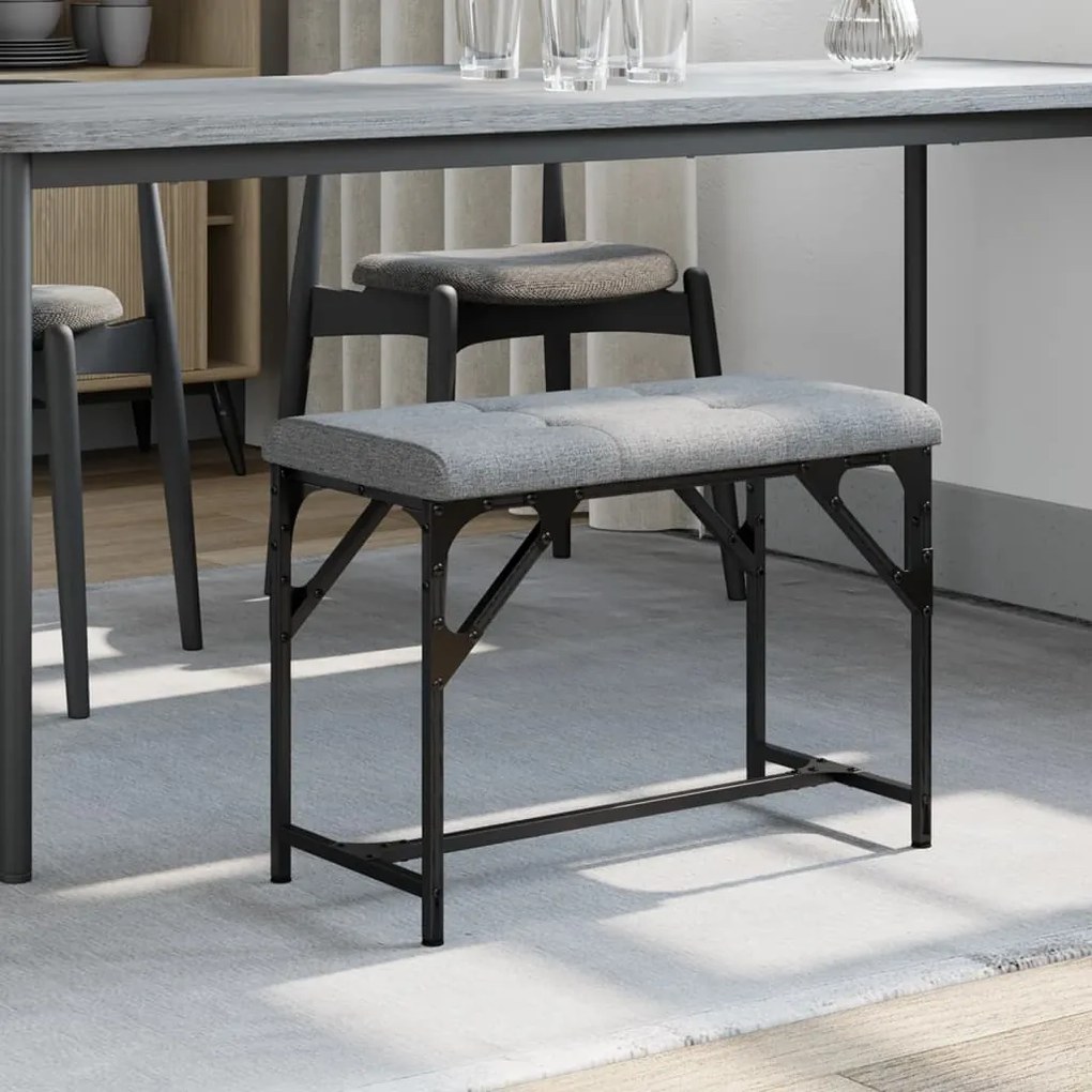 Panca Da Pranzo Grigio Chiaro 62x32x45 Cm İn Acciaio E Tessuto /