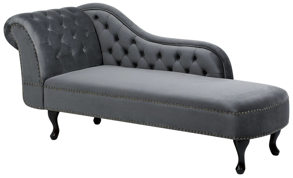 Chaise longue sinistra in velluto grigio NIMES Beliani