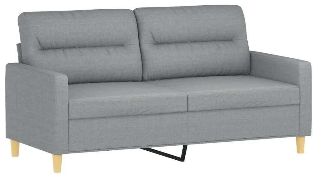 Set divani 3 pz con cuscini grigio chiaro in tessuto