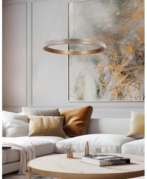 Lampadario LED a sospensione con filo HASHIM LED/34W/230V diametro 60 cm rame