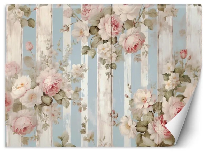 Carta Da Parati, Fiori shabby chic Dimensioni 350x245, Finitura Carta da Parati Effetto Liscio, Tipo di Carta da Parati Fliselina TNT