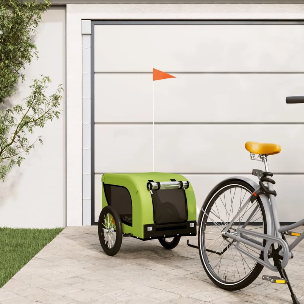 Rimorchio Da Bici Per Animali Verde E Nero Oxford E Ferro /