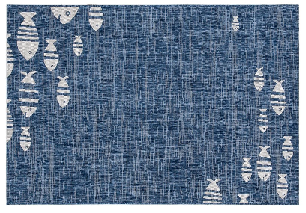 Tappeto blu pesci interno ed esterno 280x200 cm