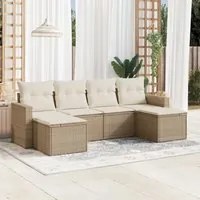 Set Divano da Giardino 6 pz con Cuscini Beige in Polyrattan 3219308