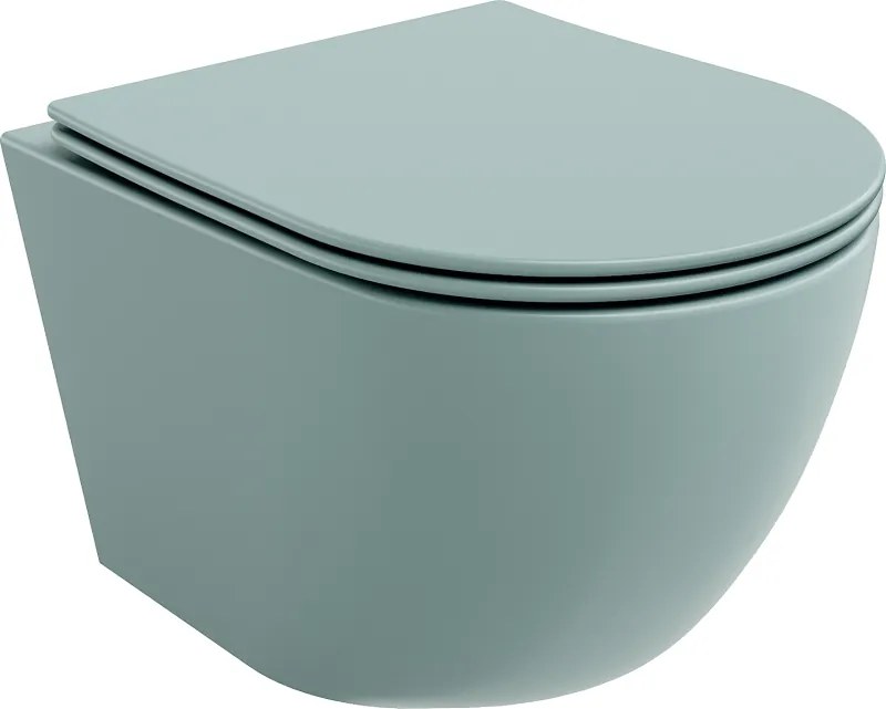 Mexen Lena wc sospeso senza bordo con sedile a chiusura rallentata slim, duroplast, verde chiaro opaco - 30224048