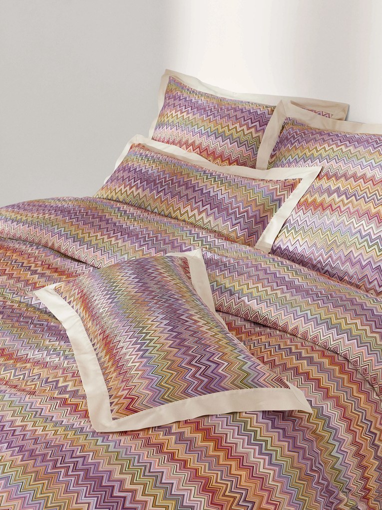 Copripiumino in cotone con motivo a zig-zag John Re