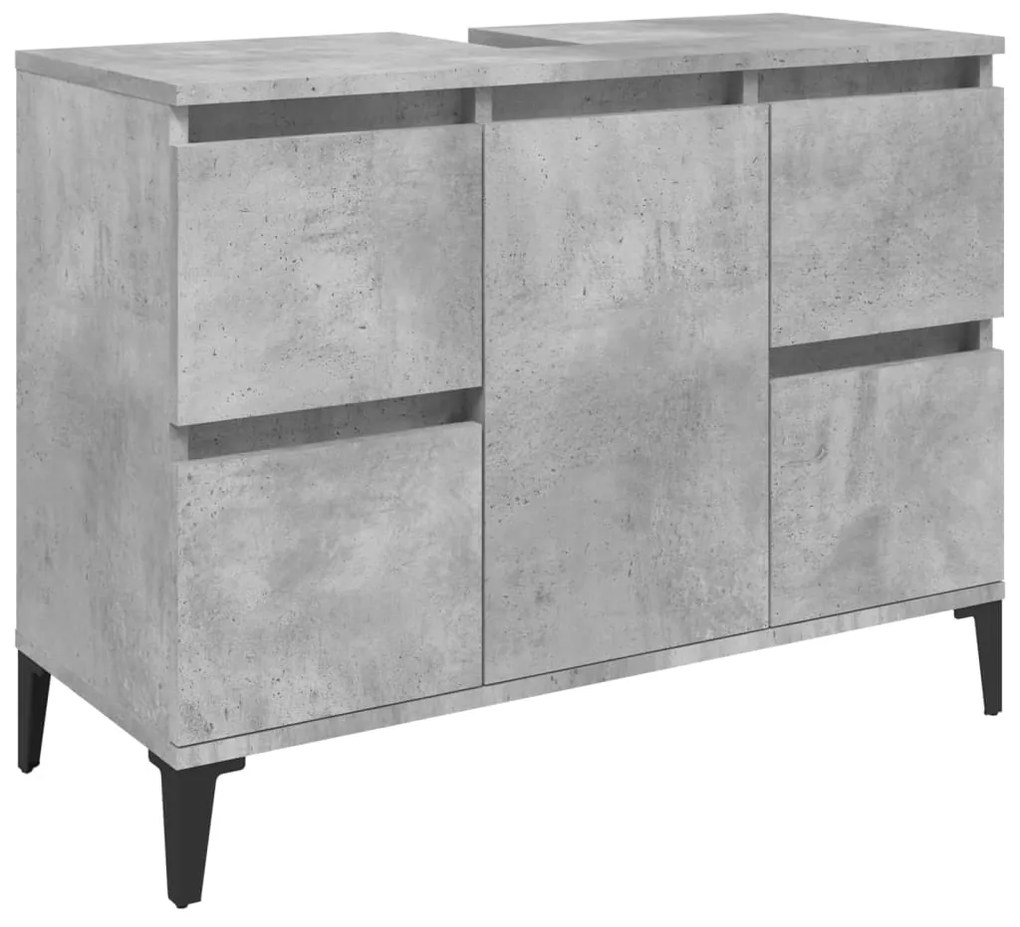 Mobile lavabo grigio cemento 80x33x60 cm in legno multistrato