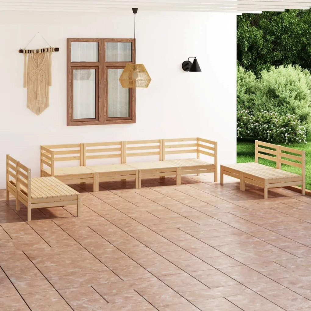 Set Divani da Giardino 8 pz in Legno Massello di Pino