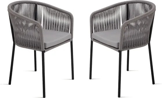 Sedia in corda Grigio Chiaro con struttura in metallo JOAN 2 sedie