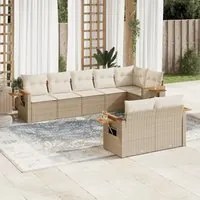 Set Divano da Giardino 8 pz con Cuscini Beige in Polyrattan 3226989